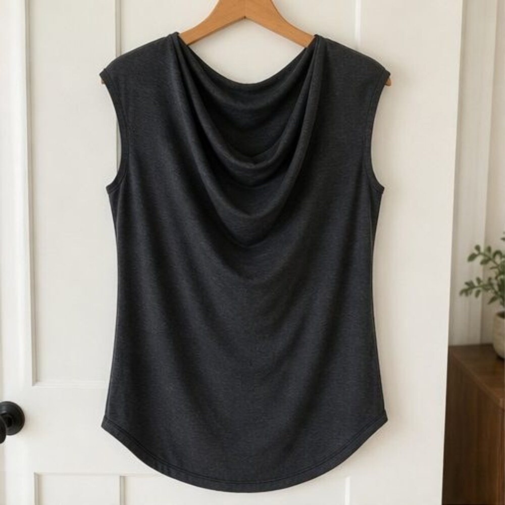 Gray V Neck Top
